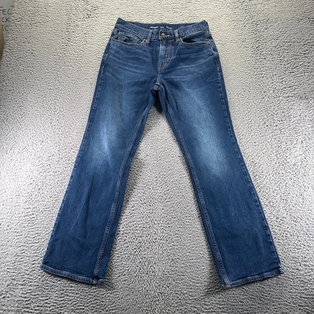 Old Navy Built-In Flex Jeans Men 29x30 Blue Denim Bootcut Faded Workwear Stretch